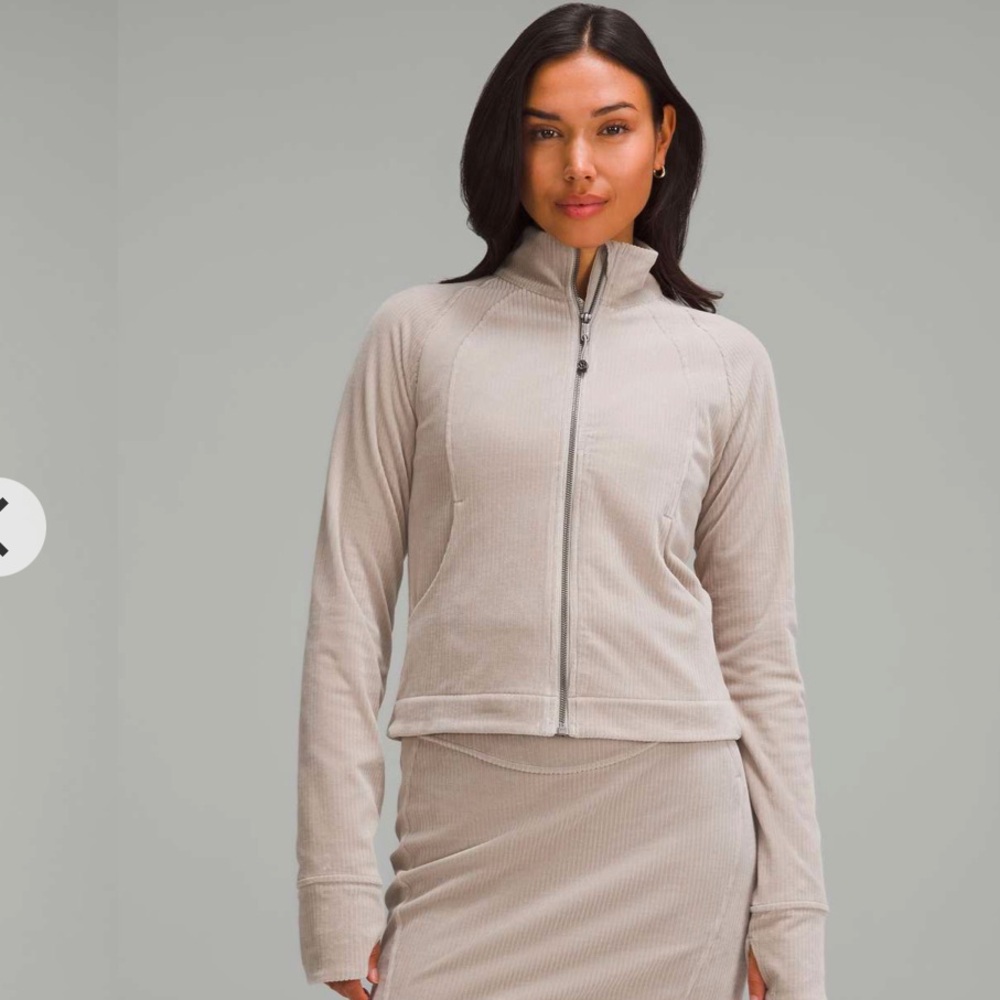 Lululemon Scuba Track Velvet Cord Jacket in Riverstone